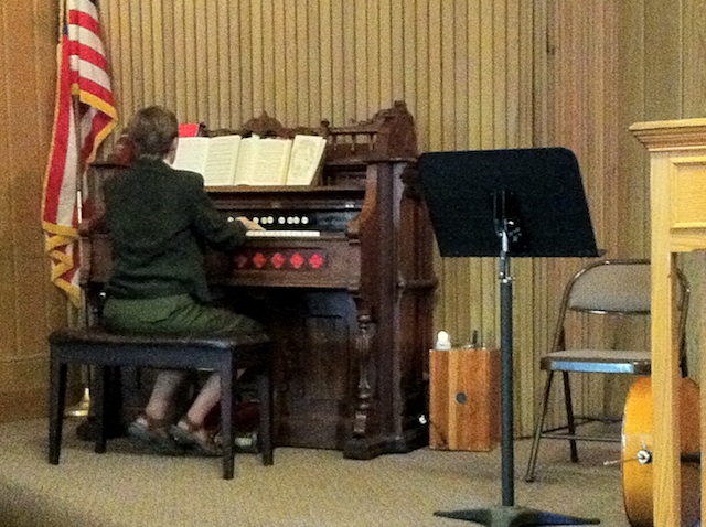 Linda playing new old organ